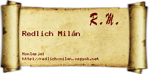 Redlich Milán névjegykártya